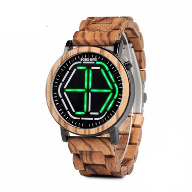 LED Digital Wooden Wristwatch