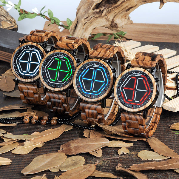 LED Digital Wooden Wristwatch