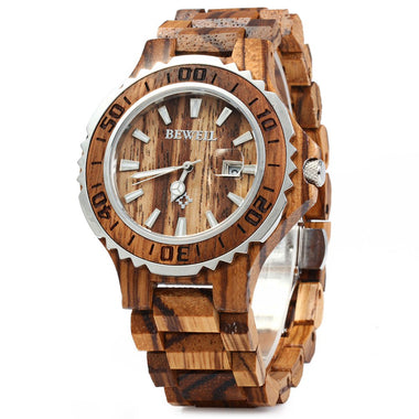 Luminous Hands Calendar Wooden Watch